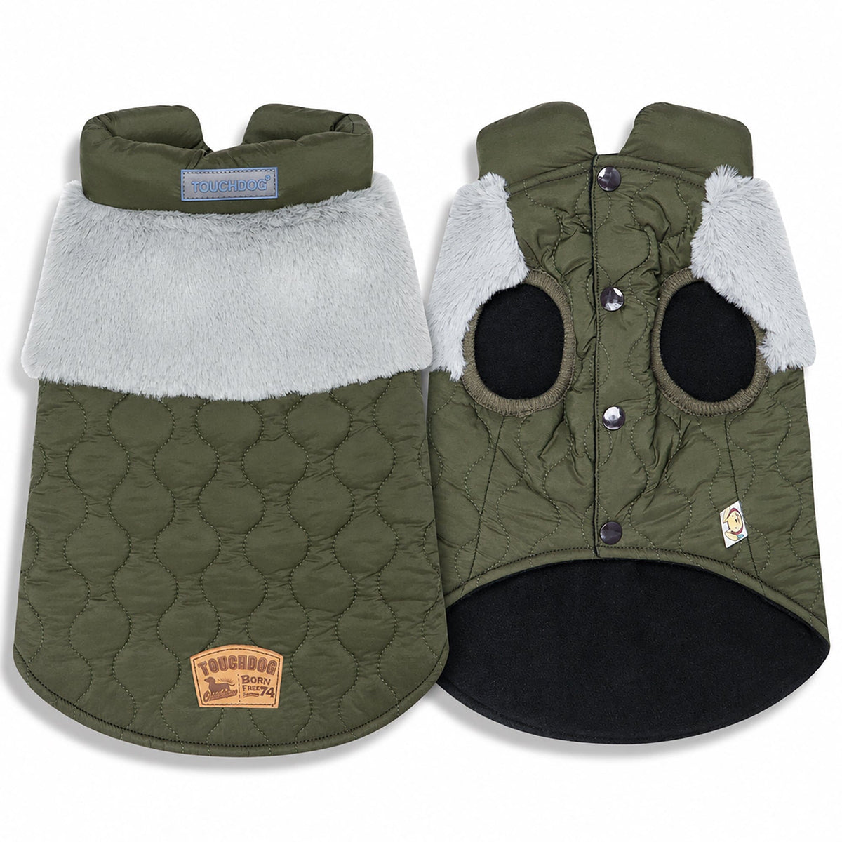 Touchdog Furrost-Bite Fur and Fleece Designer Fashion Dog Jacket | HT Animal Supply
