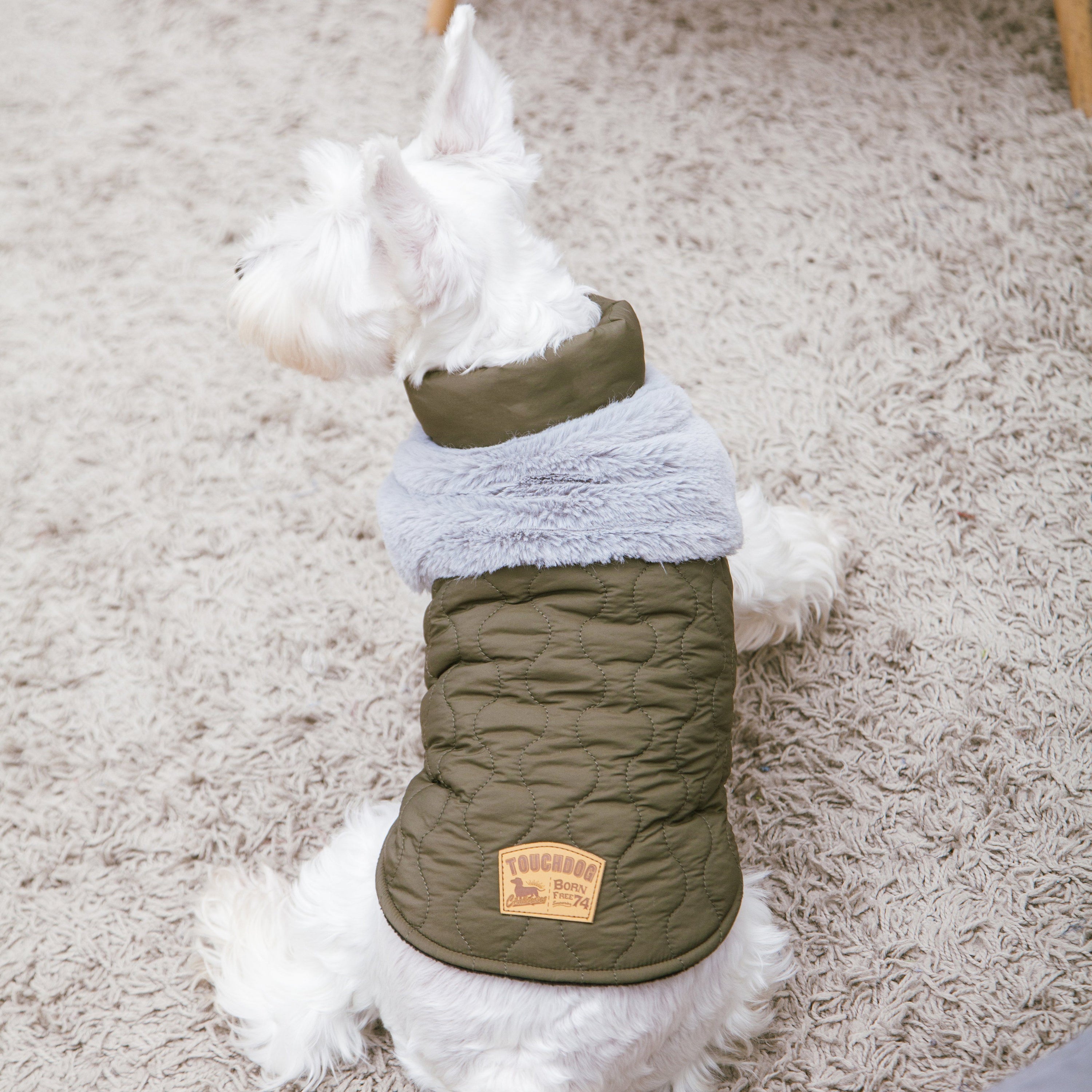 Touchdog Furrost-Bite Fur and Fleece Designer Fashion Dog Jacket
