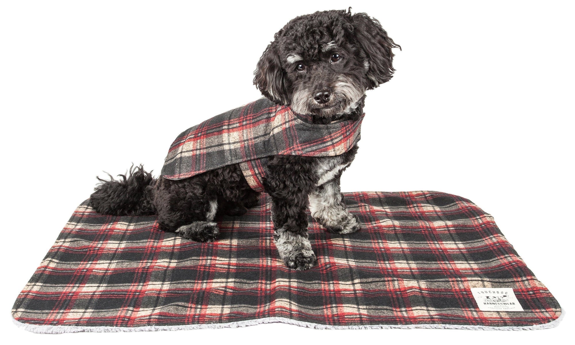 Touchdog 2-In-1 Tartan Plaid Dog Jacket and Matching Reversible Dog Mat