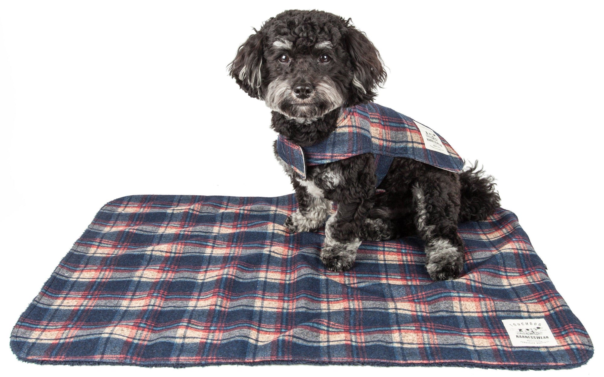 Touchdog 2-In-1 Tartan Plaid Dog Jacket and Matching Reversible Dog Mat