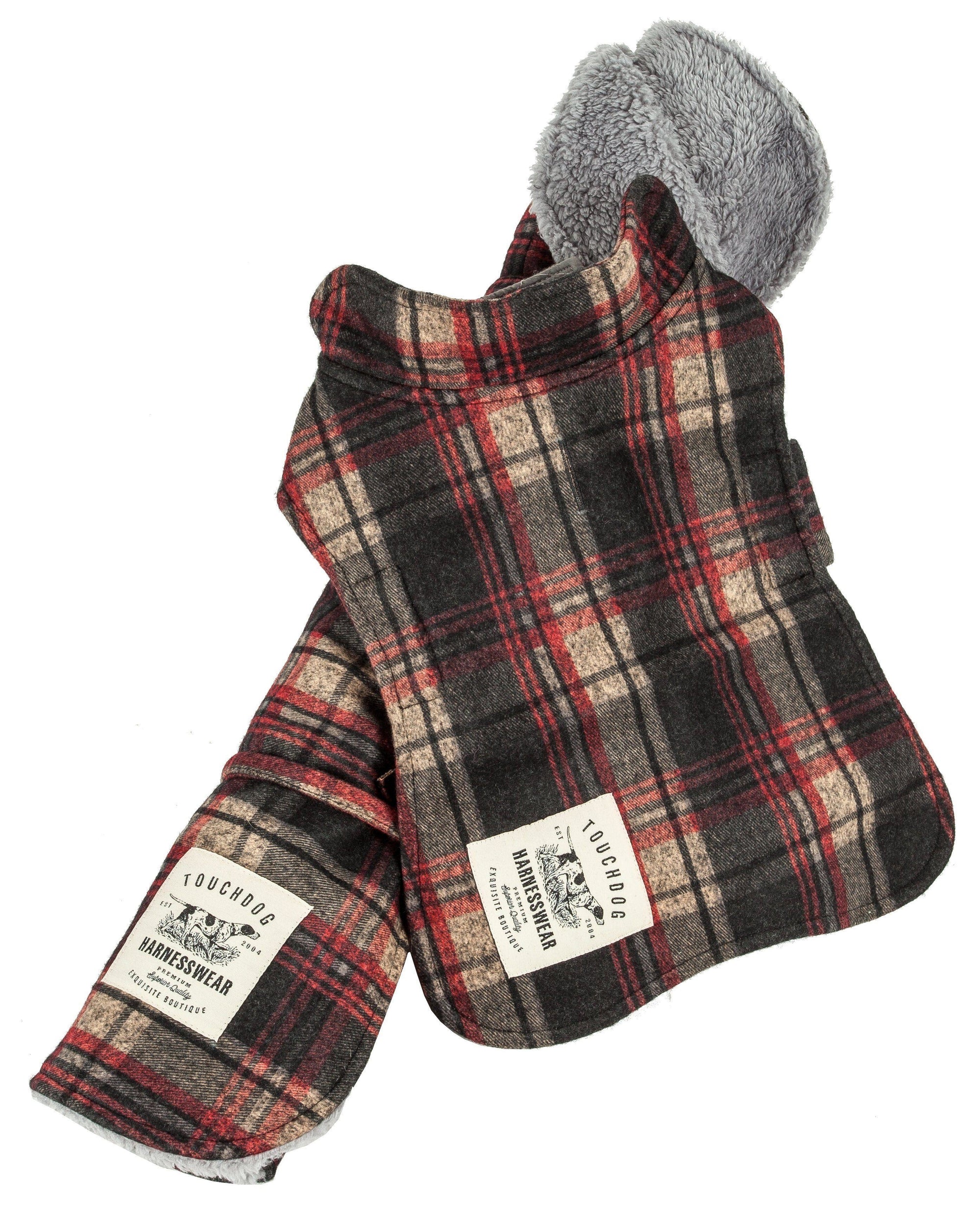 Touchdog 2-In-1 Tartan Plaid Dog Jacket and Matching Reversible Dog Mat