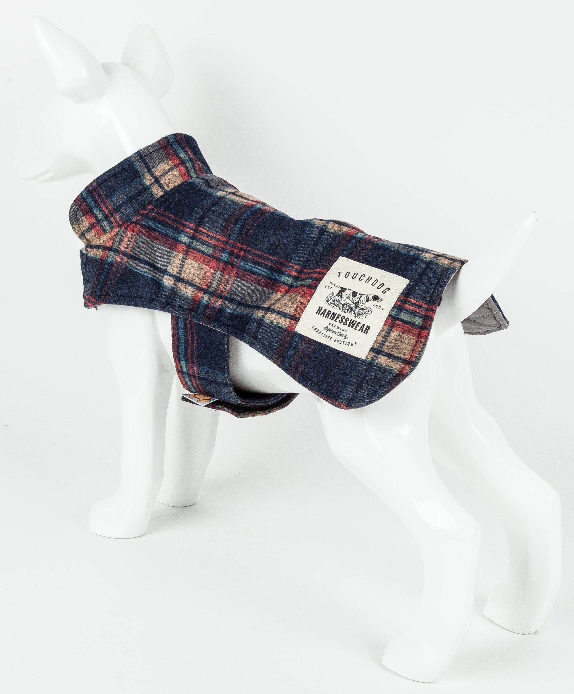 Touchdog 2-In-1 Tartan Plaid Dog Jacket and Matching Reversible Dog Mat
