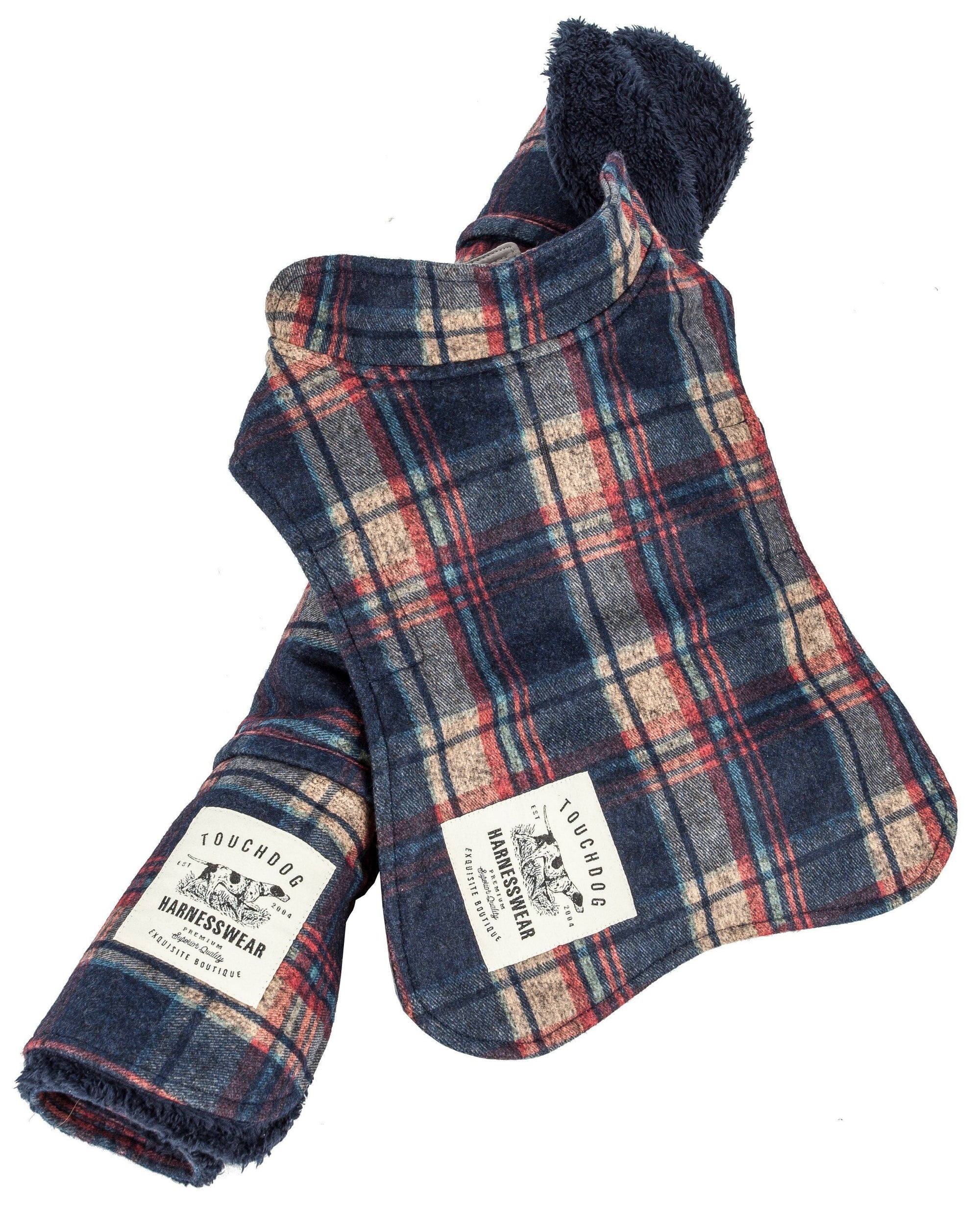 Touchdog 2-In-1 Tartan Plaid Dog Jacket and Matching Reversible Dog Mat