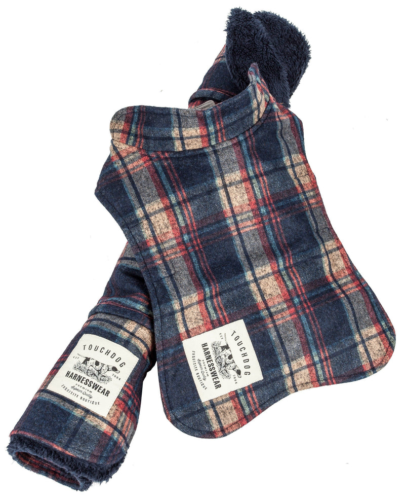 Touchdog 2-In-1 Tartan Plaid Dog Jacket and Matching Reversible Dog Mat