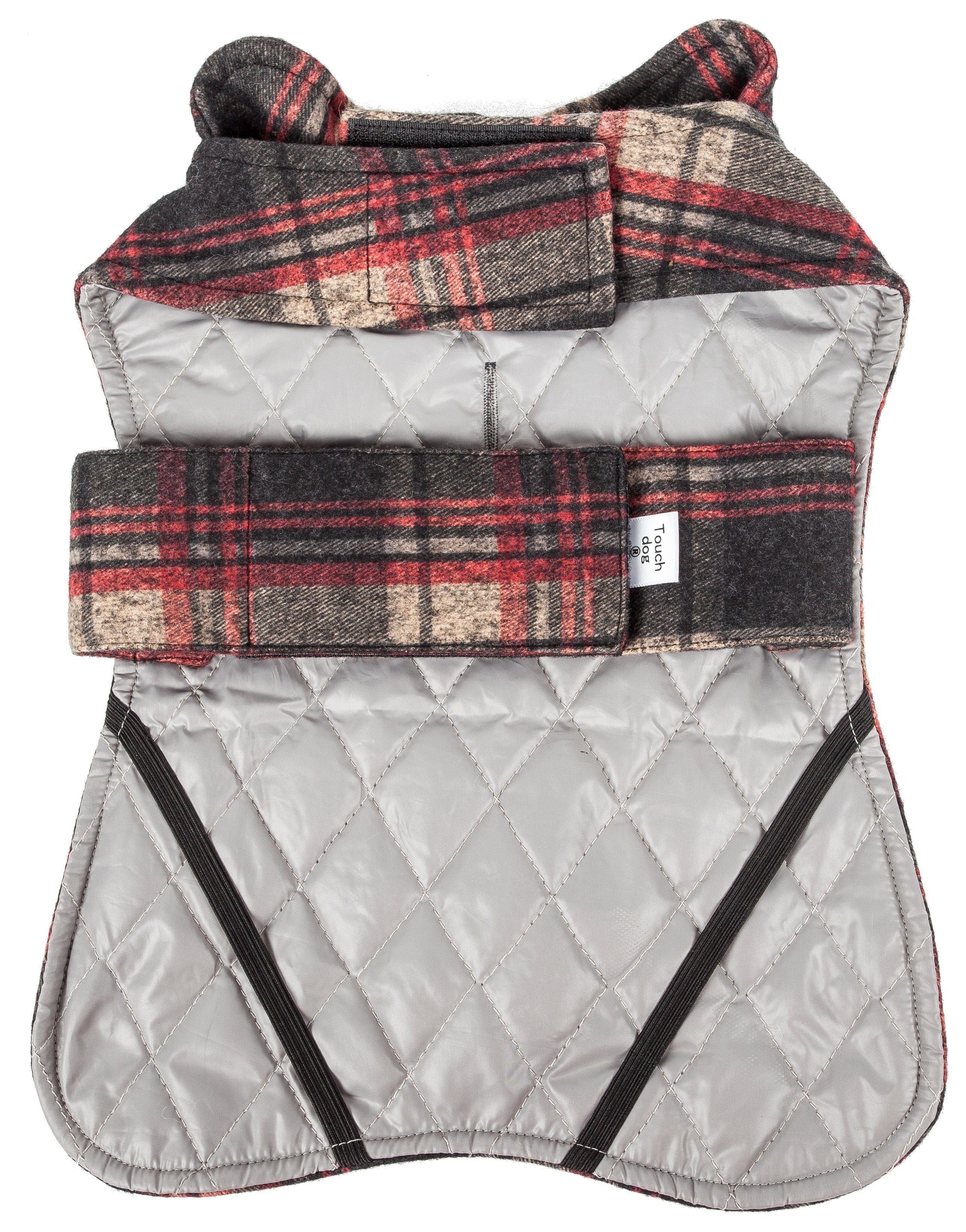 Touchdog ® 2-In-1 Tartan Plaid Dog Jacket and Matching Reversible Dog Mat