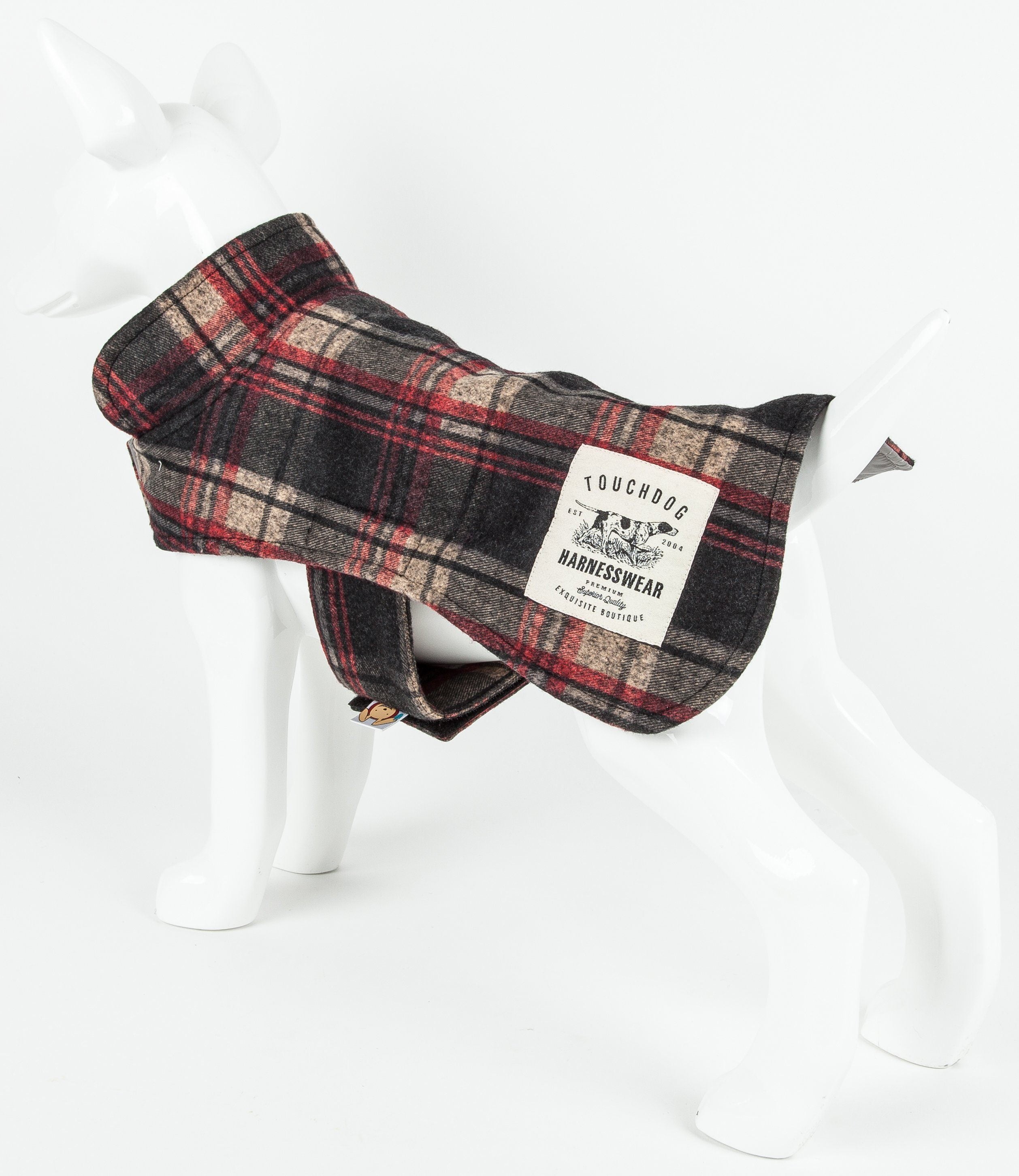 Touchdog ® 2-In-1 Tartan Plaid Dog Jacket and Matching Reversible Dog Mat