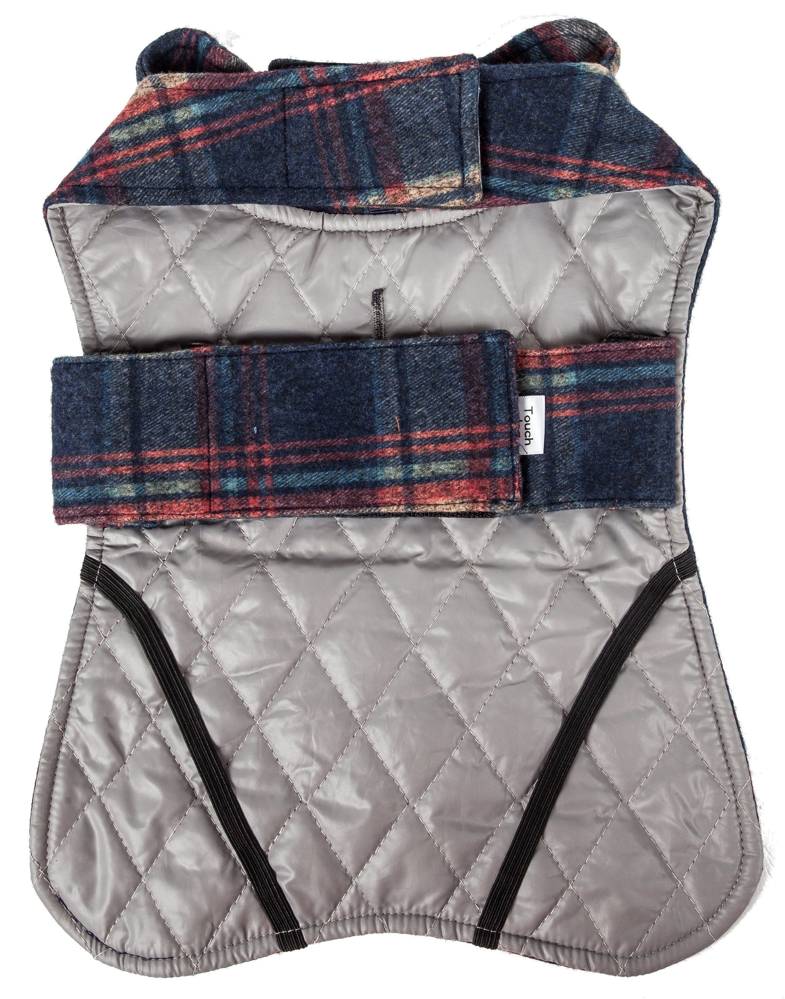 Touchdog 2-In-1 Tartan Plaid Dog Jacket and Matching Reversible Dog Mat