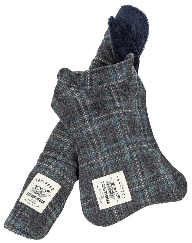 Touchdog 2-In-1 Windowpane Plaid Matching Dog Jacket and Reversible Dog Mat
