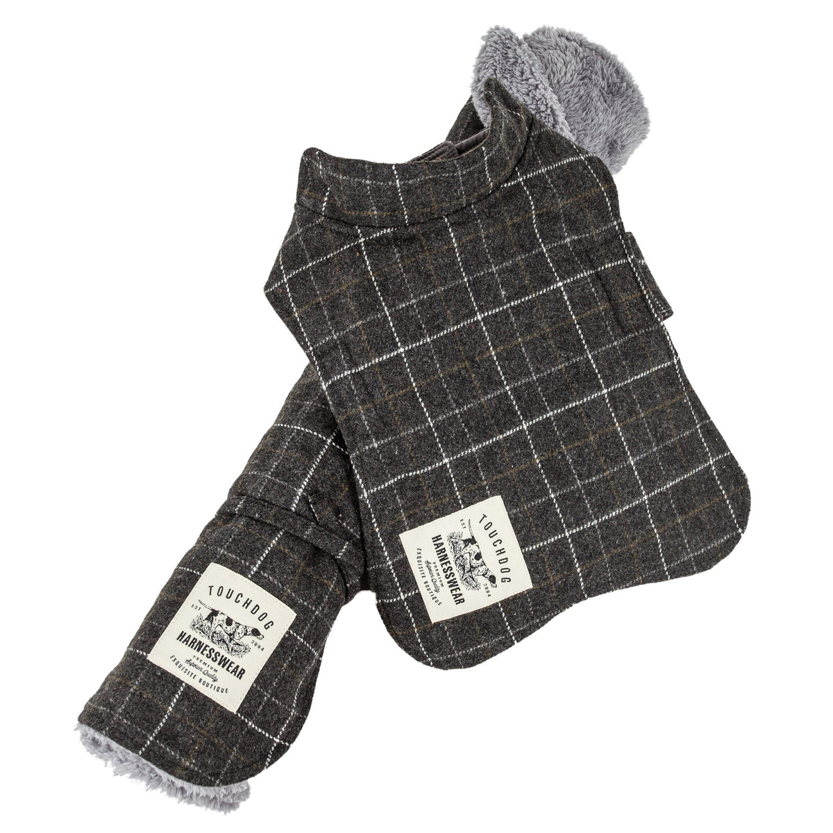 Touchdog ® 2-In-1 Windowpane Plaid Dog Jacket and Matching Reversible Dog Mat