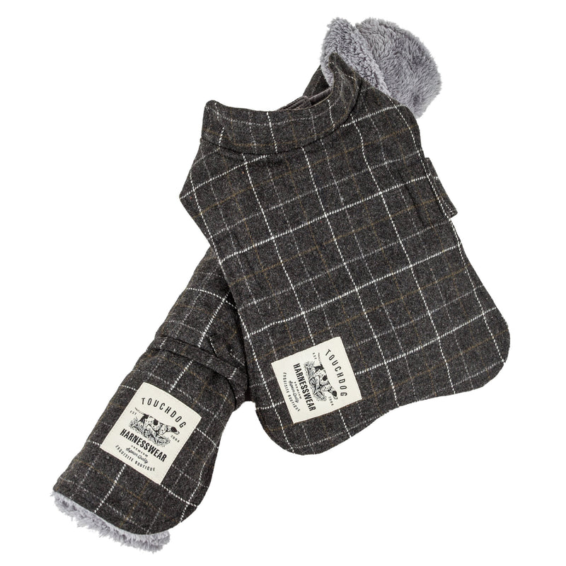 Touchdog 2-In-1 Windowpane Plaid Dog Jacket and Matching Reversible Dog Mat