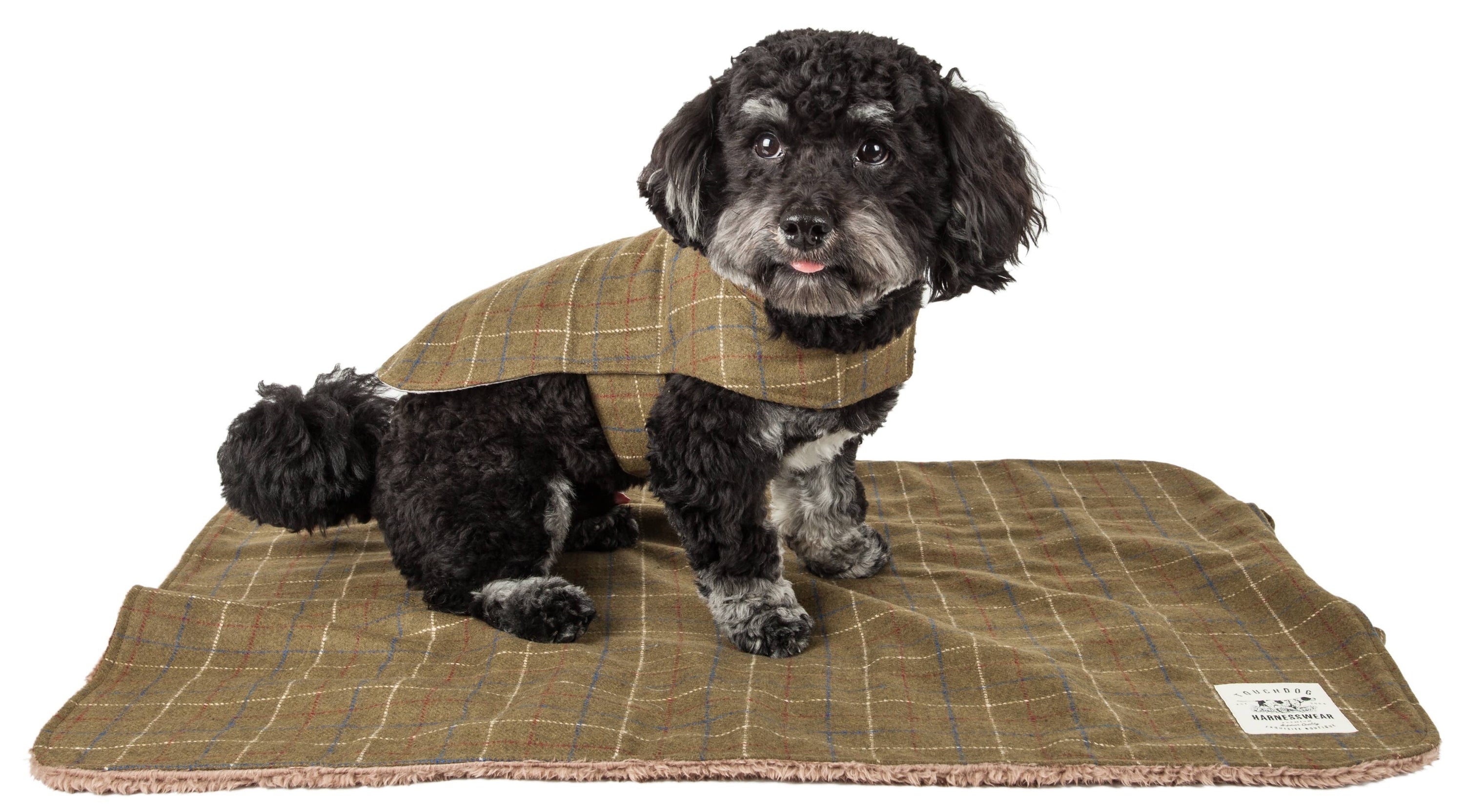 Touchdog ® 2-In-1 Windowpane Plaid Dog Jacket and Matching Reversible Dog Mat 
