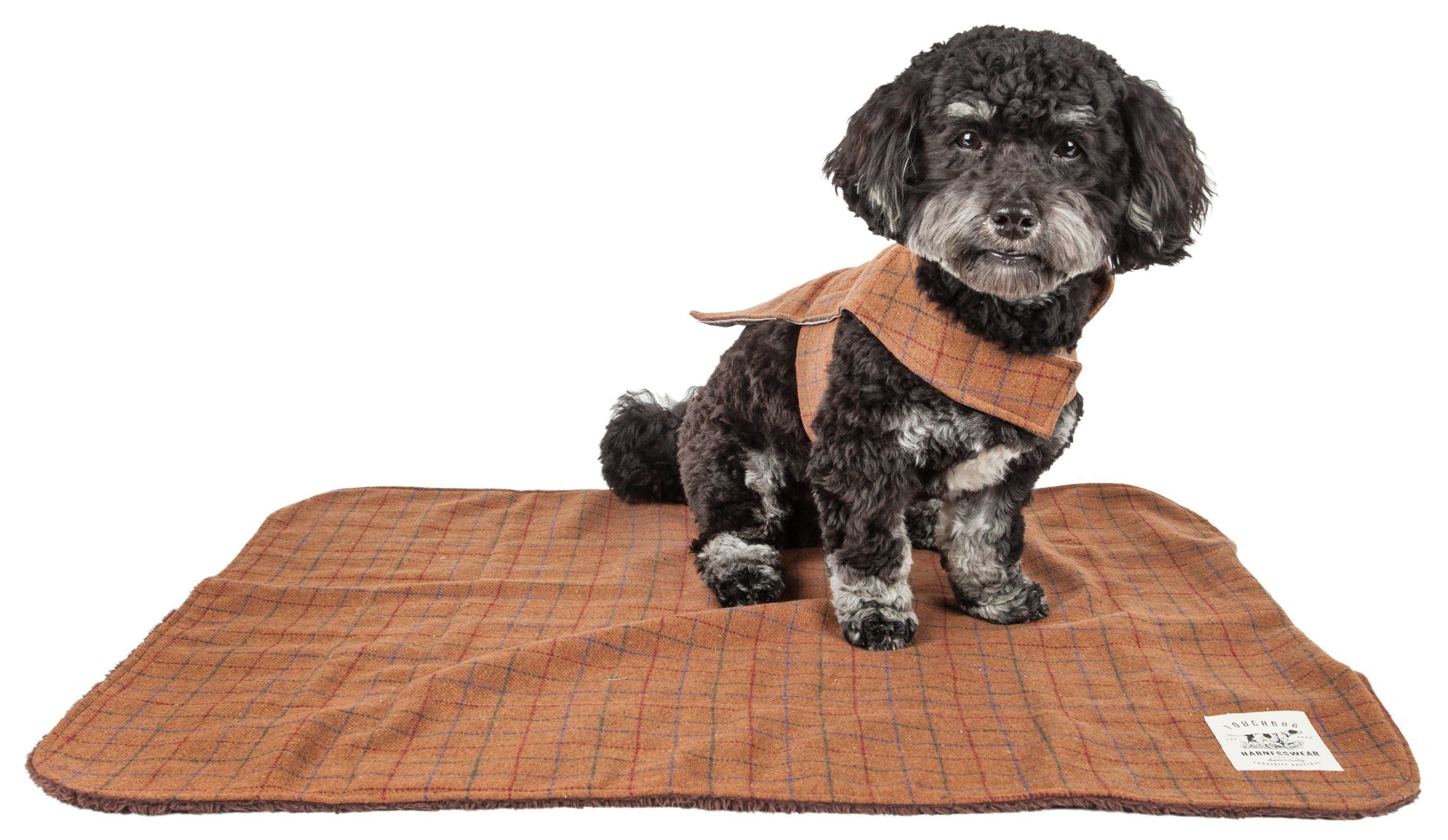 Touchdog ® 2-In-1 Windowpane Plaid Dog Jacket and Matching Reversible Dog Mat 