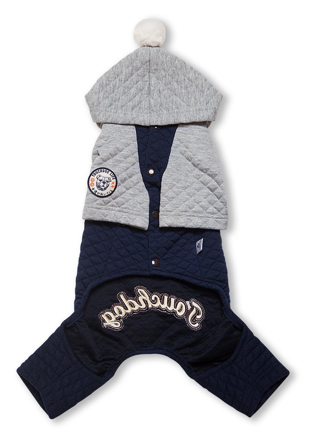 Touchdog Designer Quilted Full-Body Hooded Dog Sweater