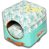 Touchdog Floral-Galoral 2-in-1 Collapsible Squared Dog and Cat Bed