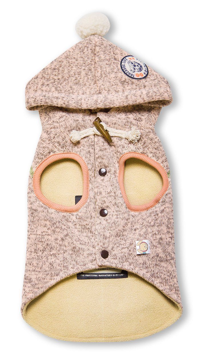 Touchdog Hippie Embellished Sleeveless Pompom Hooded Fashion Dog Sweater