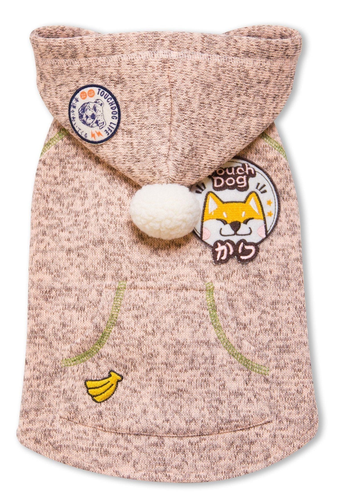 Touchdog Hippie Embellished Sleeveless Pompom Hooded Fashion Dog Sweater