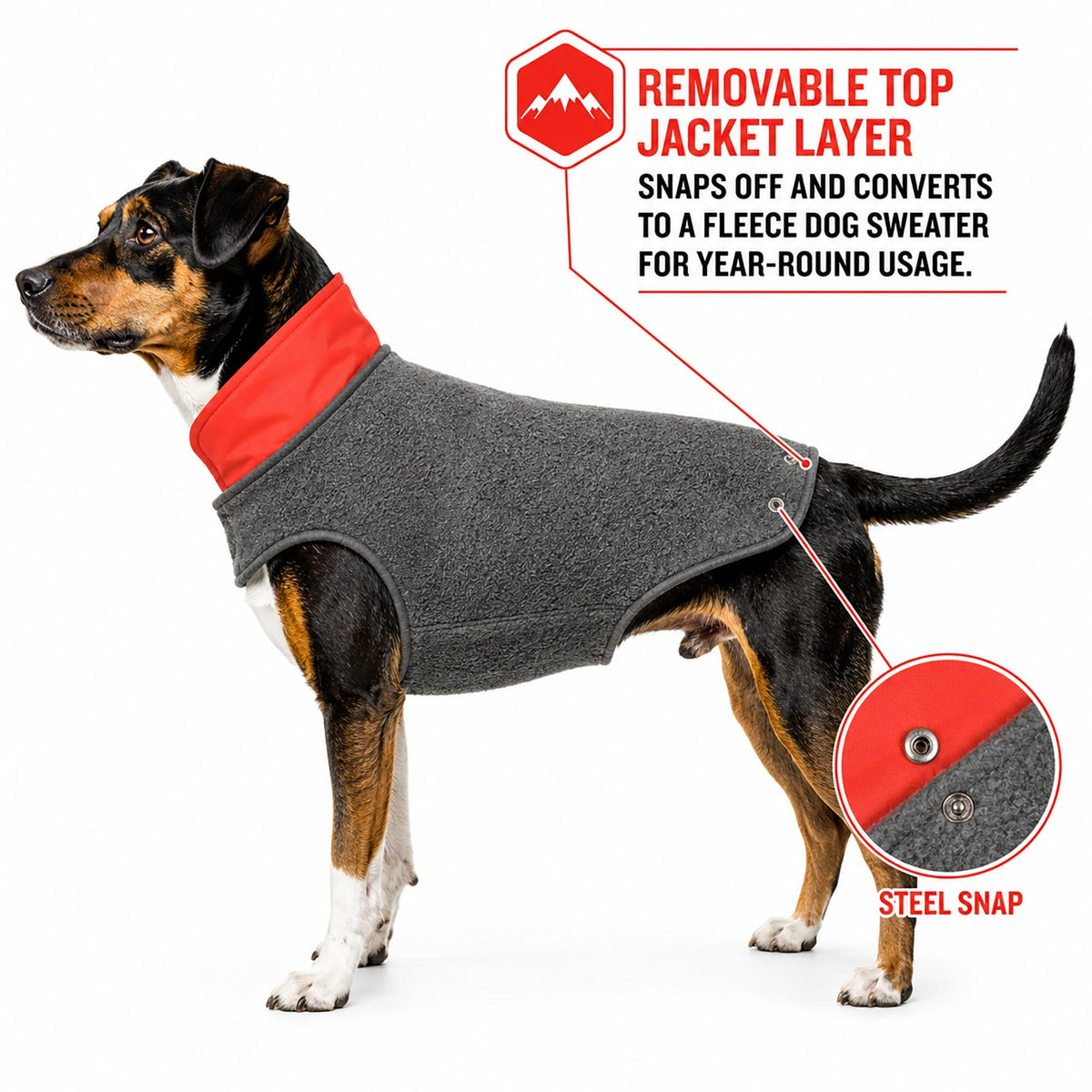 Touchdog Lightening-Shield 2-in-1 Dual-Removable-Layered Waterproof Dog Jacket | HT Animal Supply