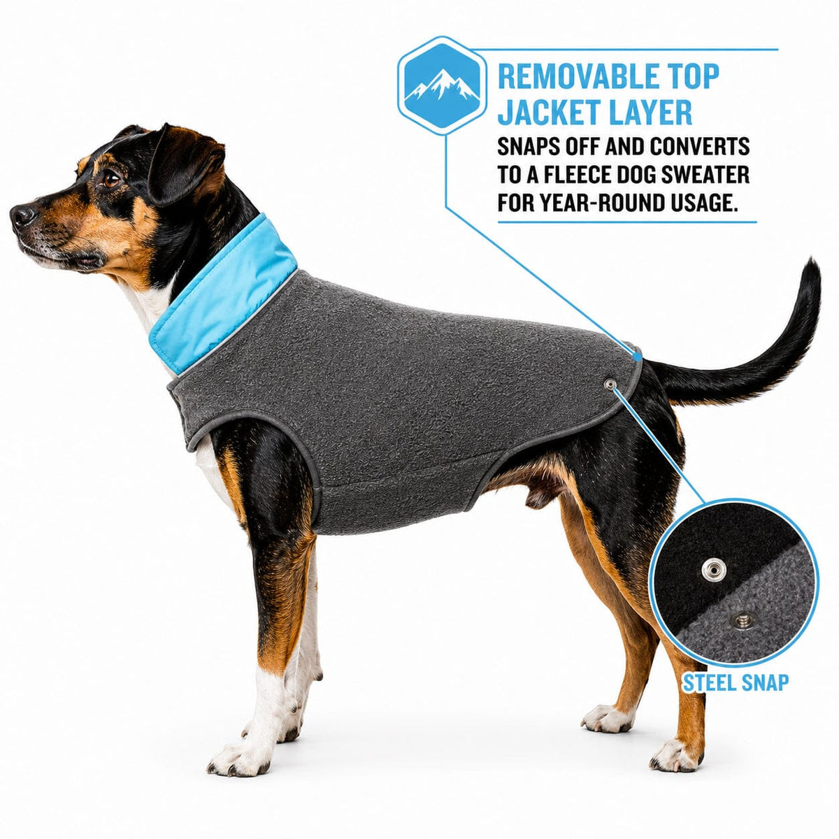 Touchdog Lightening-Shield 2-in-1 Dual-Removable-Layered Waterproof Dog Jacket | HT Animal Supply