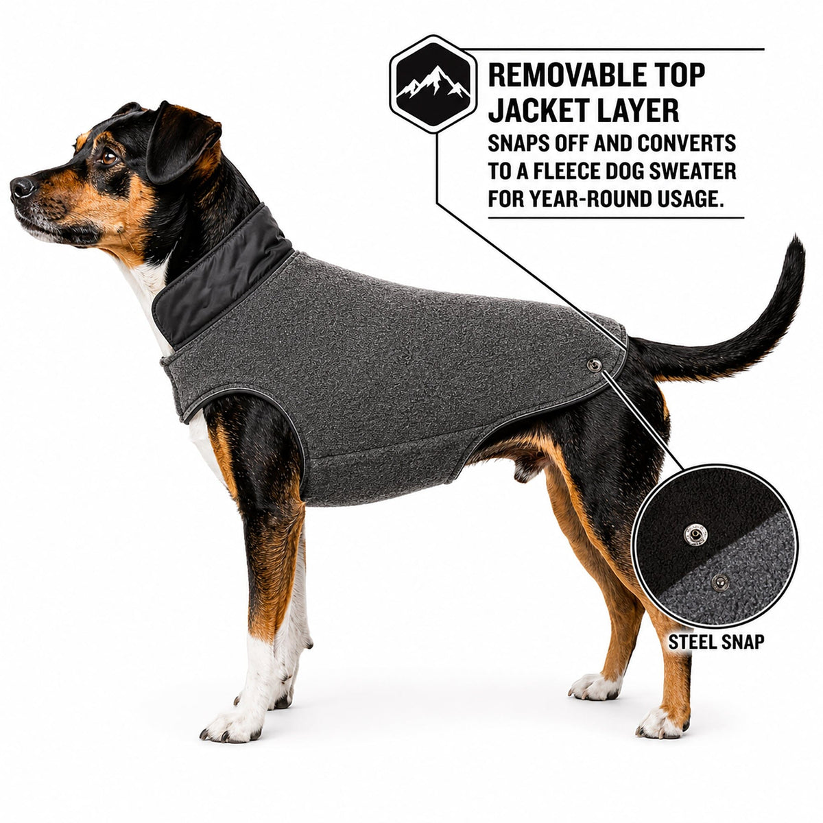 Touchdog Lightening-Shield 2-in-1 Dual-Removable-Layered Waterproof Dog Jacket | HT Animal Supply