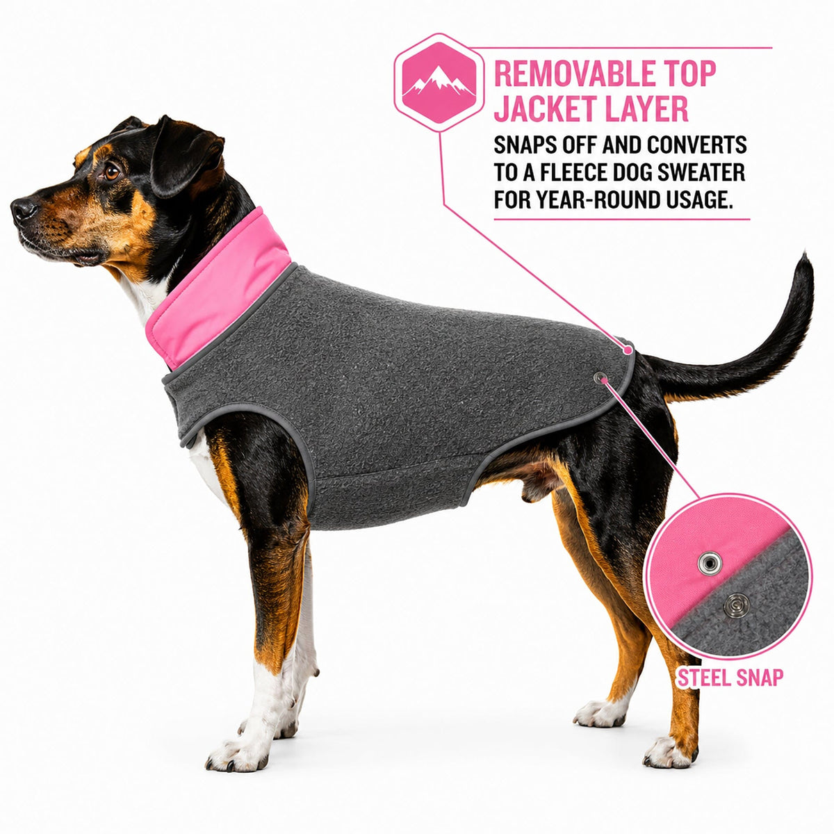 Touchdog Lightening-Shield 2-in-1 Dual-Removable-Layered Waterproof Dog Jacket | HT Animal Supply
