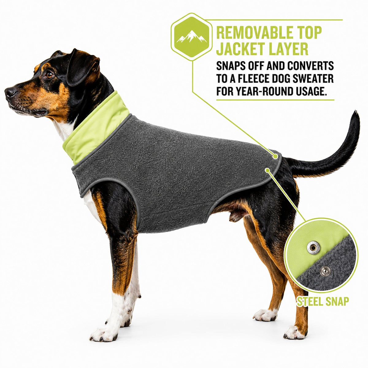 Touchdog Lightening-Shield 2-in-1 Dual-Removable-Layered Waterproof Dog Jacket | HT Animal Supply