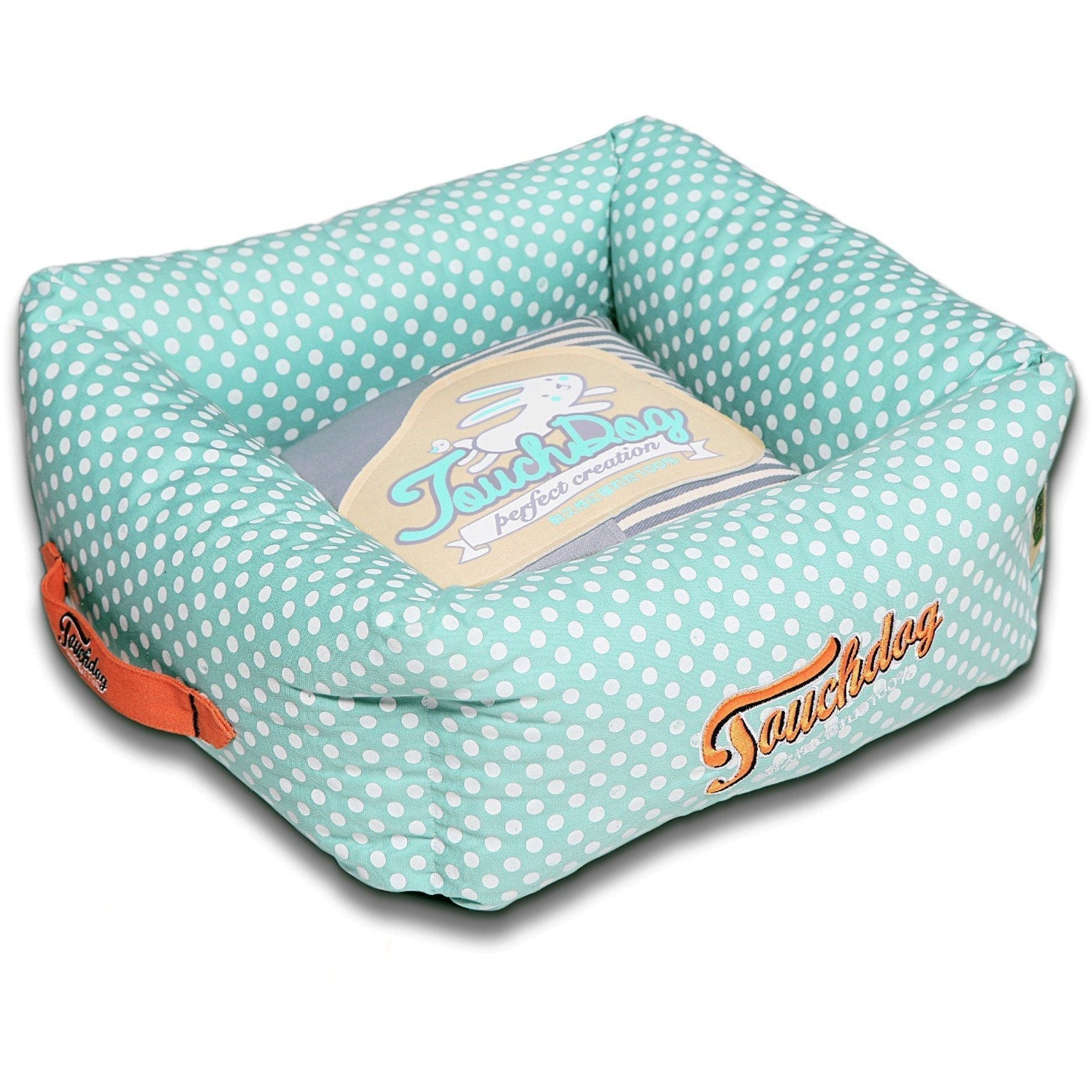 Touchdog ® Polka-Striped Designer Premium Squared Dog Bed