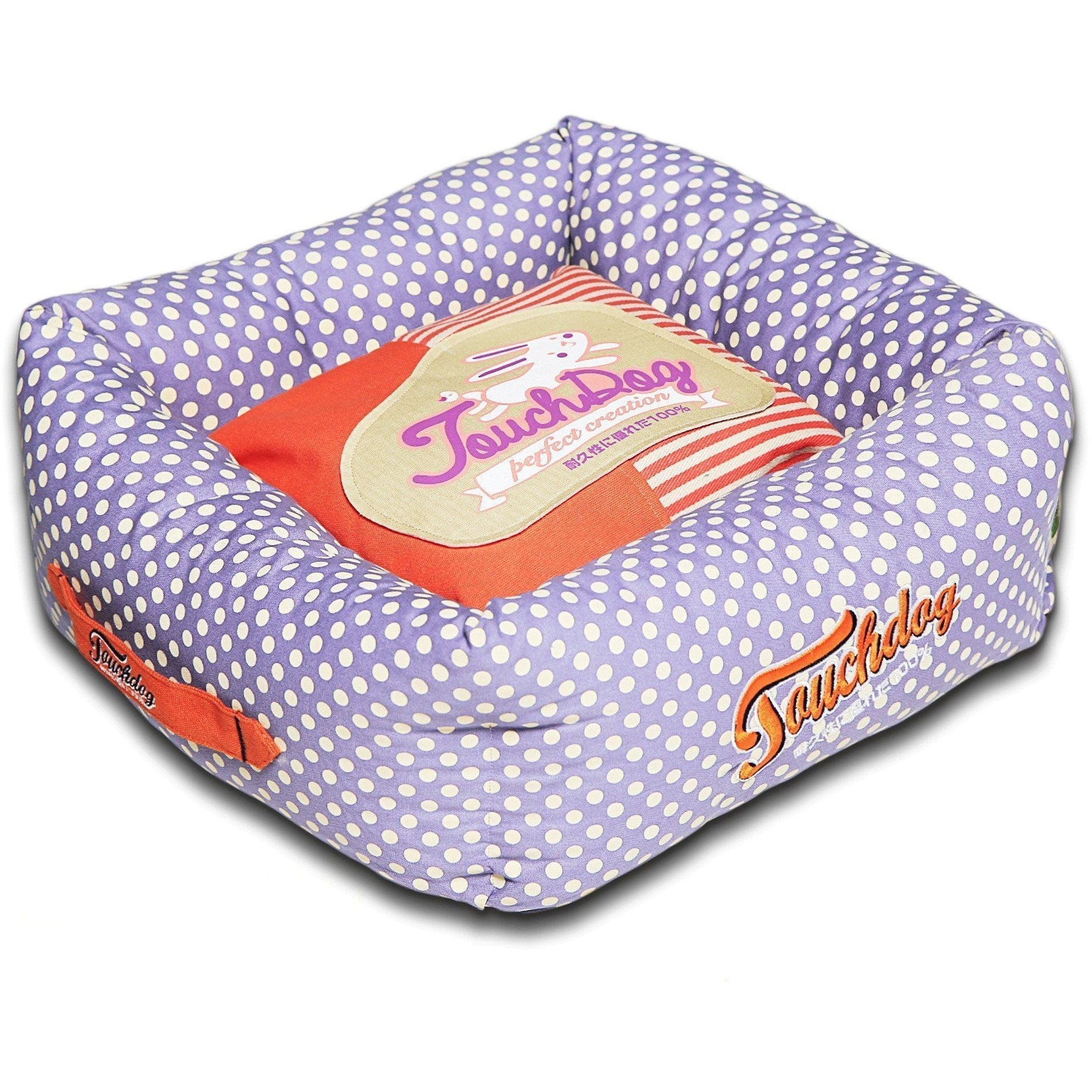 Touchdog Polka-Striped Designer Premium Squared Dog Bed