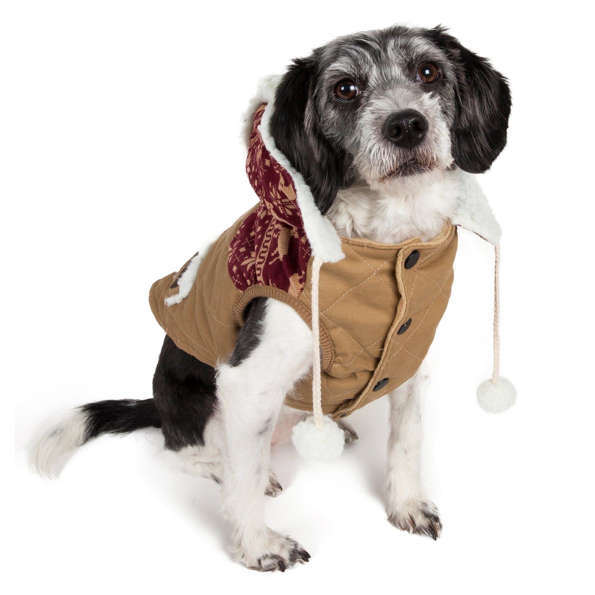 Touchdog Snowadayz Pom Pom Hooded Fashion Dog Jacket