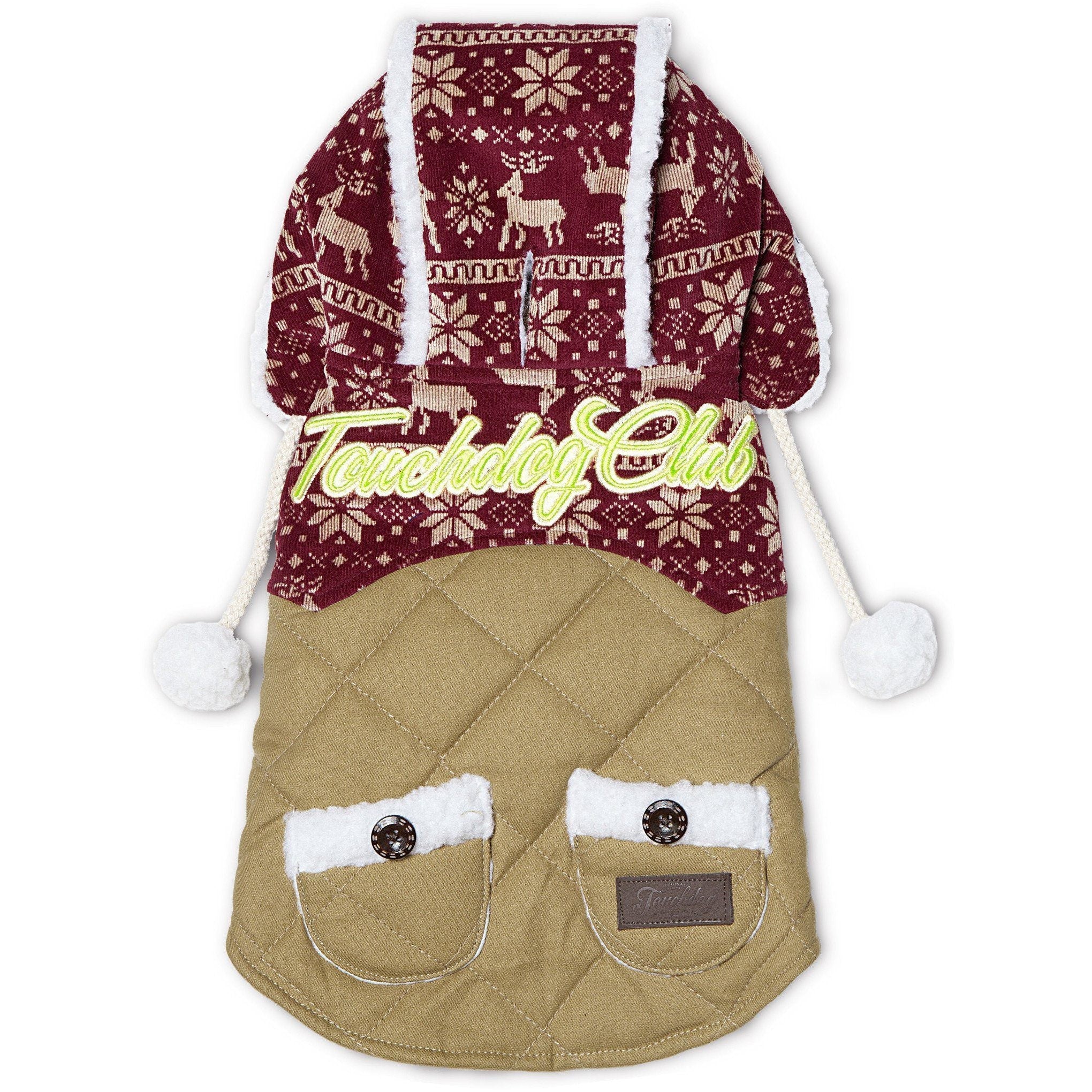 Touchdog Snowadayz Pom Pom Hooded Fashion Dog Jacket