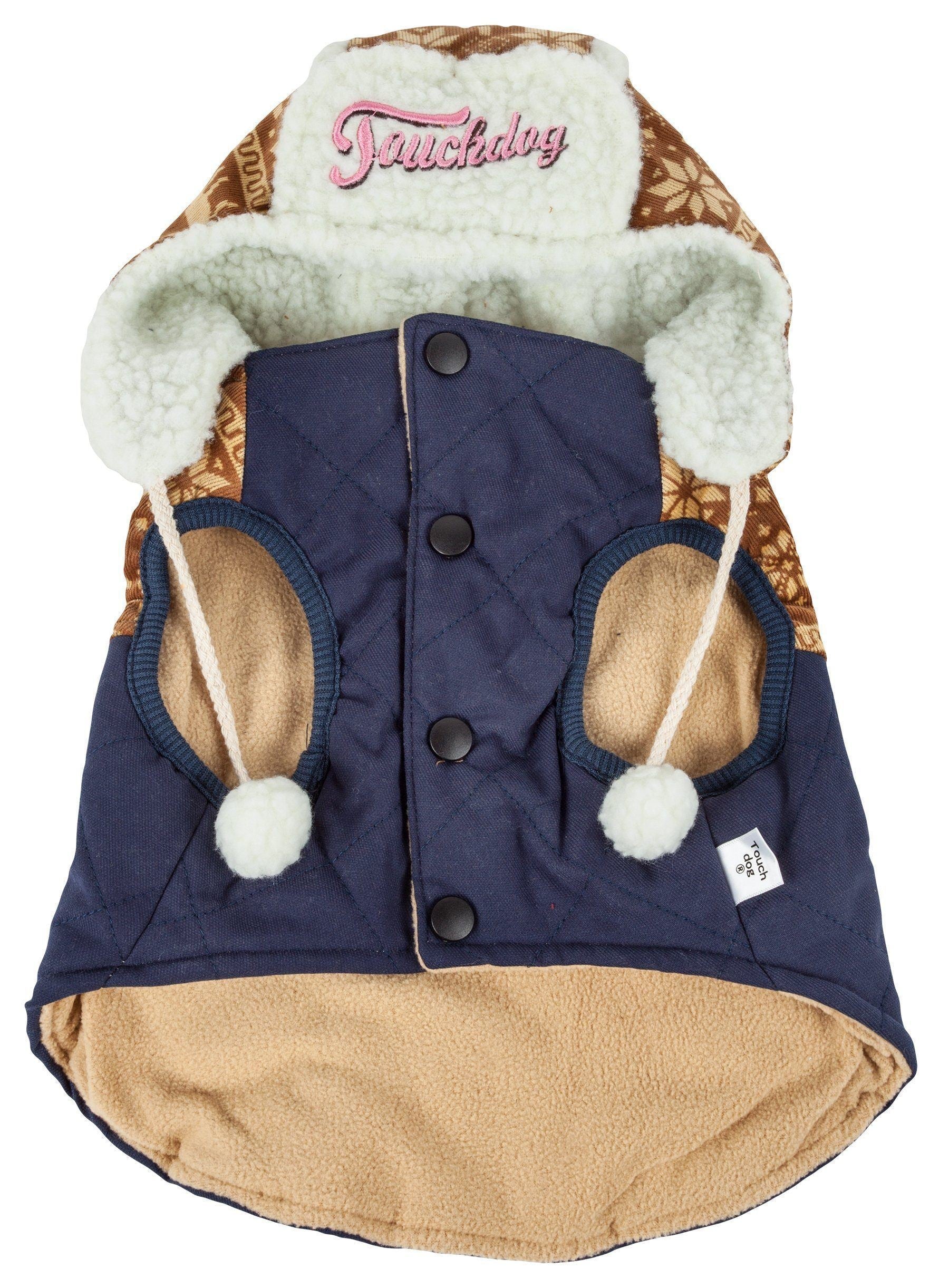 Touchdog Snowadayz Pom Pom Hooded Fashion Dog Jacket