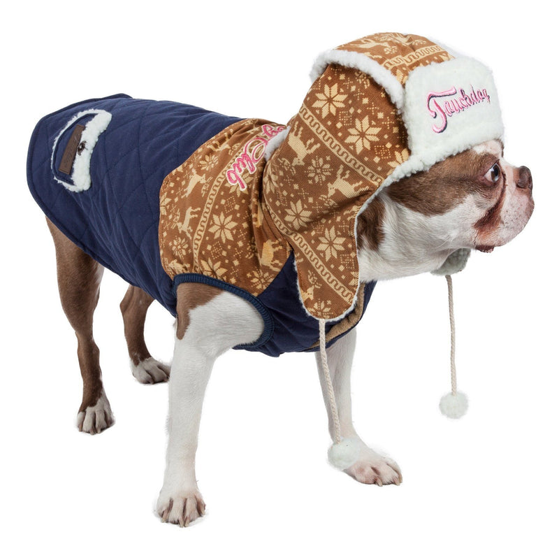 Touchdog Snowadayz Pom Pom Hooded Fashion Dog Jacket