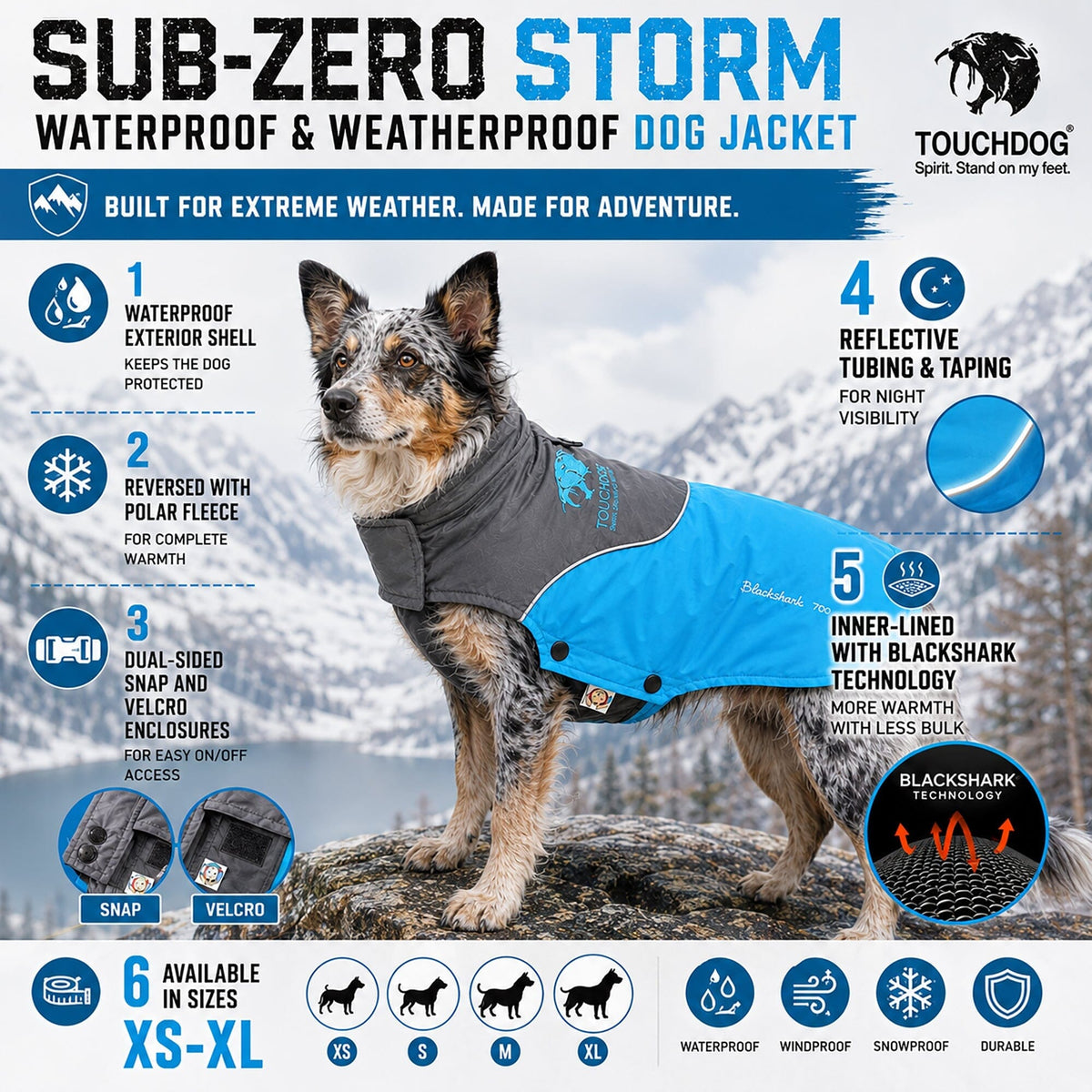 Touchdog Subzero-Storm Reflective Year Round Waterproof Dog Coat | HT Animal Supply