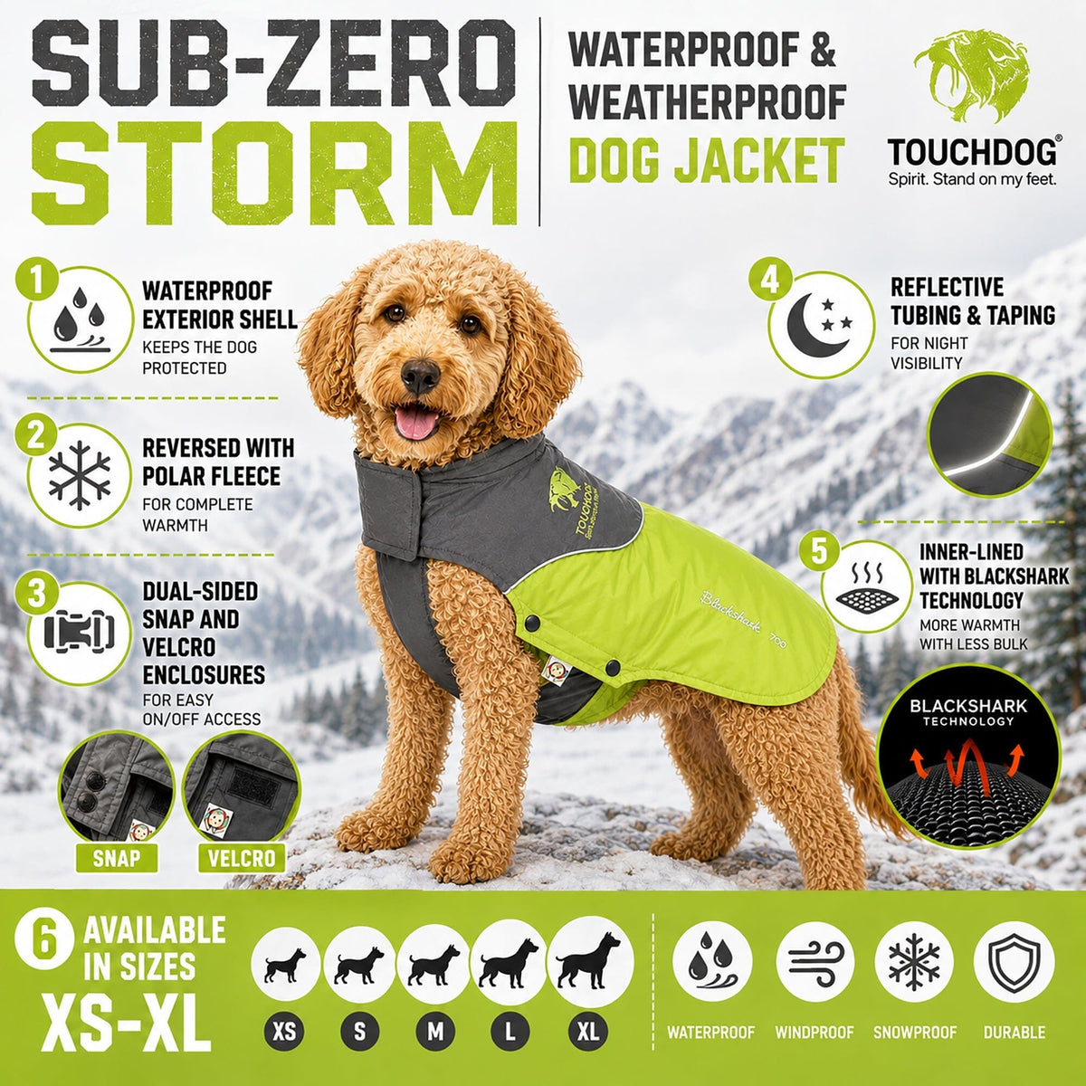 Touchdog Subzero-Storm Reflective Year Round Waterproof Dog Coat | HT Animal Supply