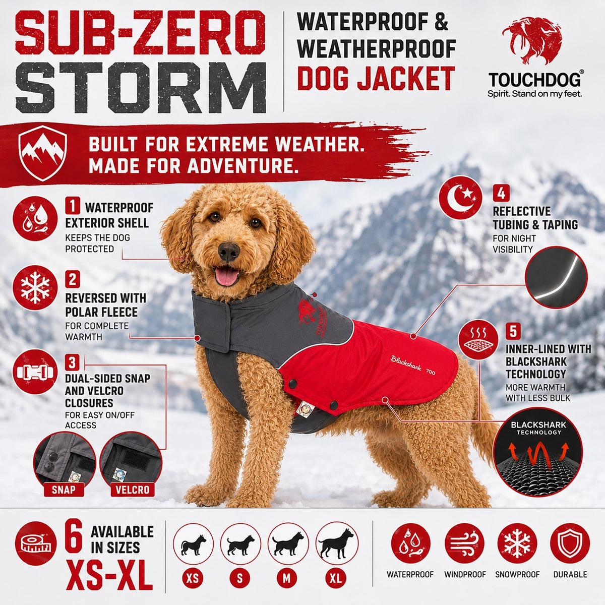 Touchdog Subzero-Storm Reflective Year Round Waterproof Dog Coat | HT Animal Supply