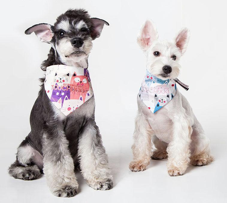 Touchdog Head-Popper Fashion Designer Printed Hook-and-Loop Dog Bandana