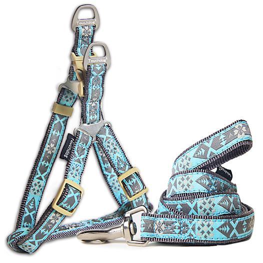 Touchdog Shape Patterned Tough Stitched Dog Harness and Leash