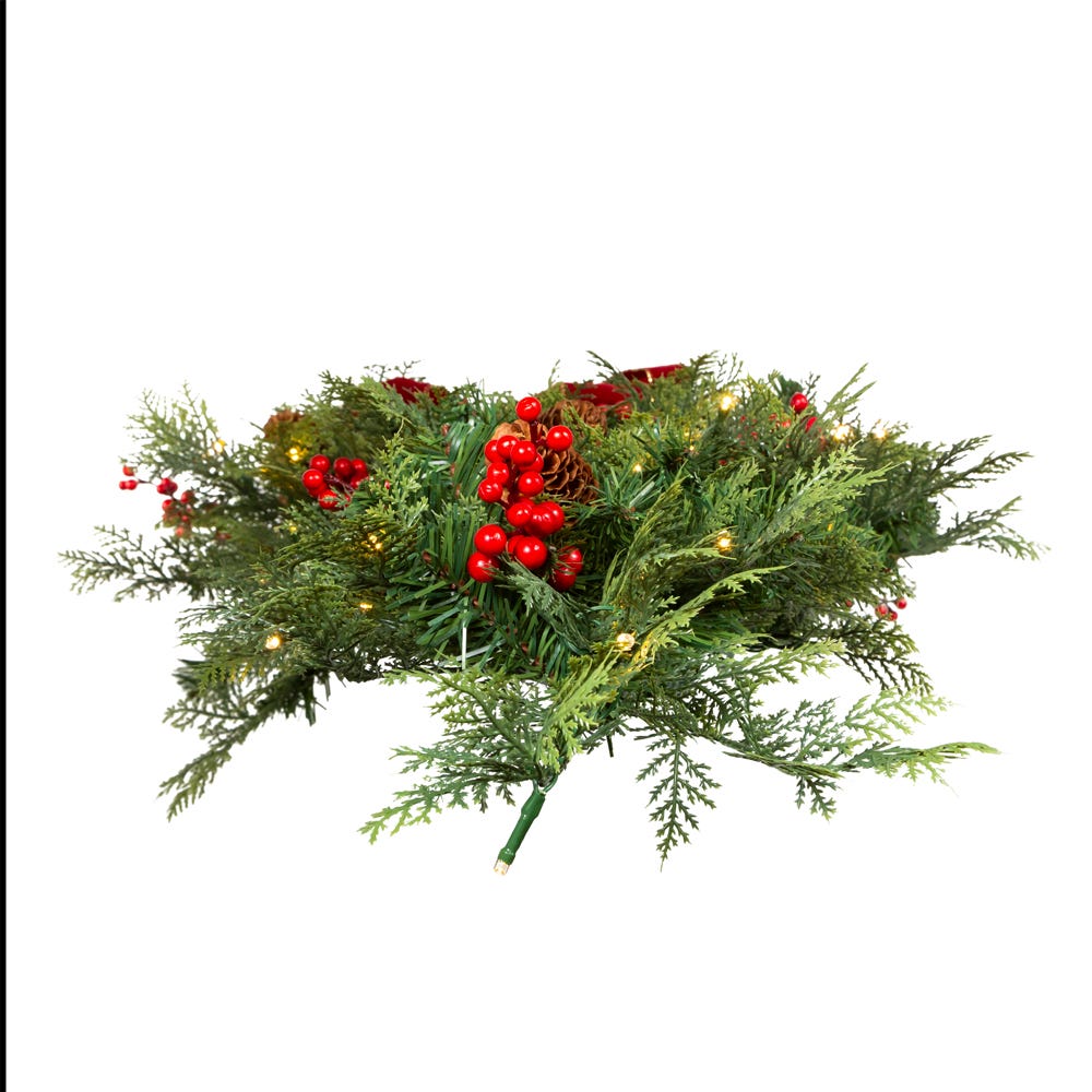 Kurt Adler 26-Inch Battery-Operated Pre-Lit Wall Tree With Red Bow