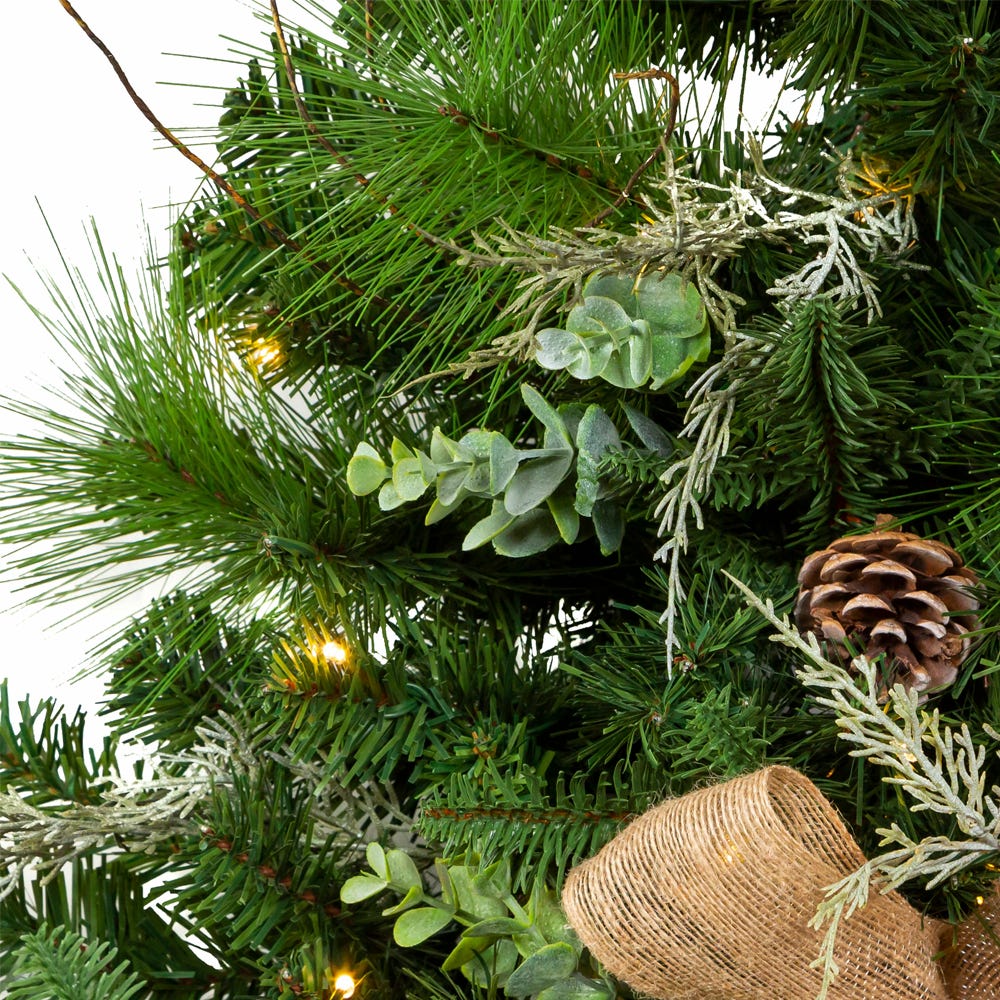 Kurt Adler 26-Inch Pre-Lit Pinecone Wall Tree With Bow