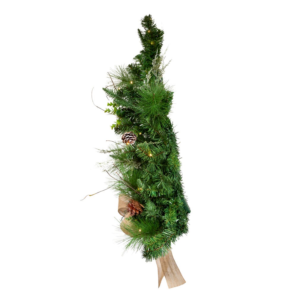 Kurt Adler 26-Inch Pre-Lit Pinecone Wall Tree With Bow