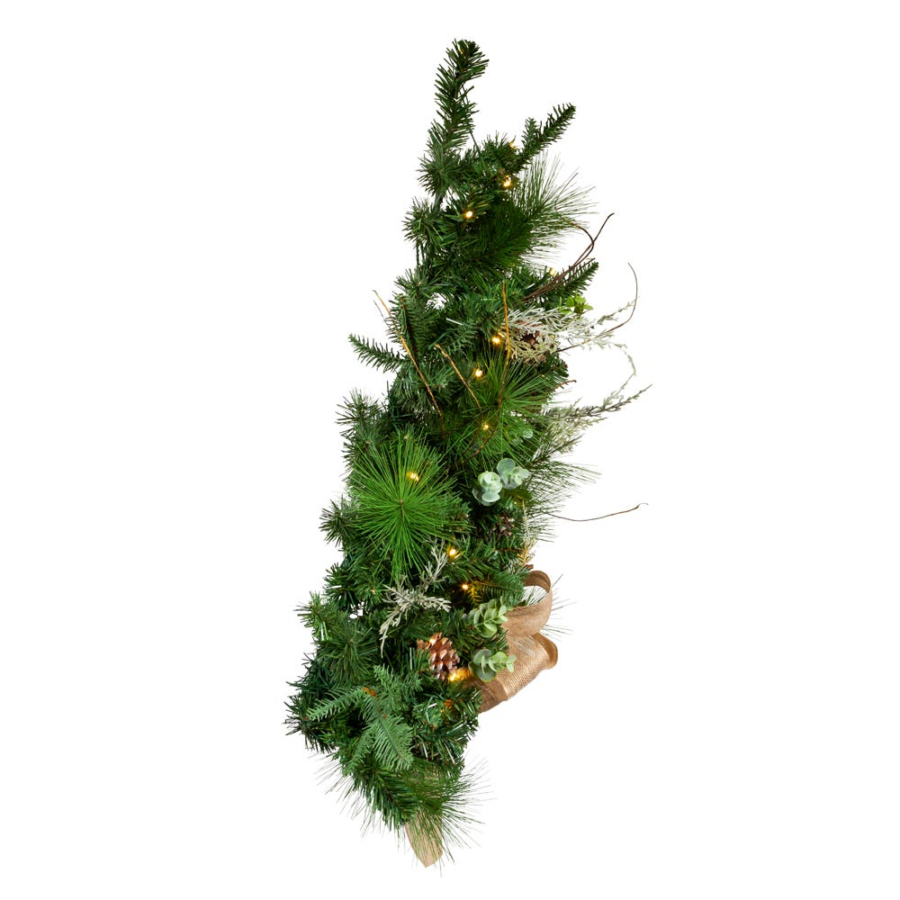 Kurt Adler 26-Inch Pre-Lit Pinecone Wall Tree With Bow