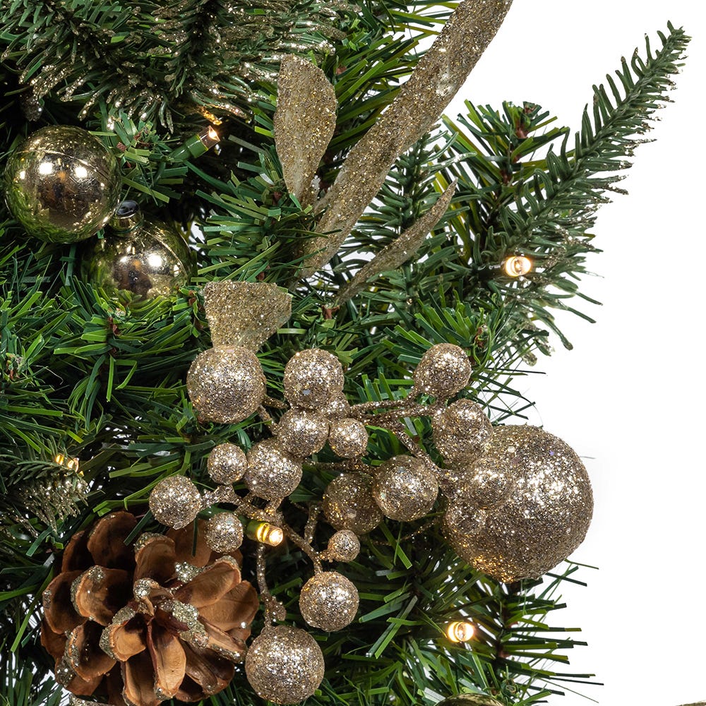 Kurt Adler 22-Inch Battery-Operated Prelit Decorated Wall Tree with Champagne Bow