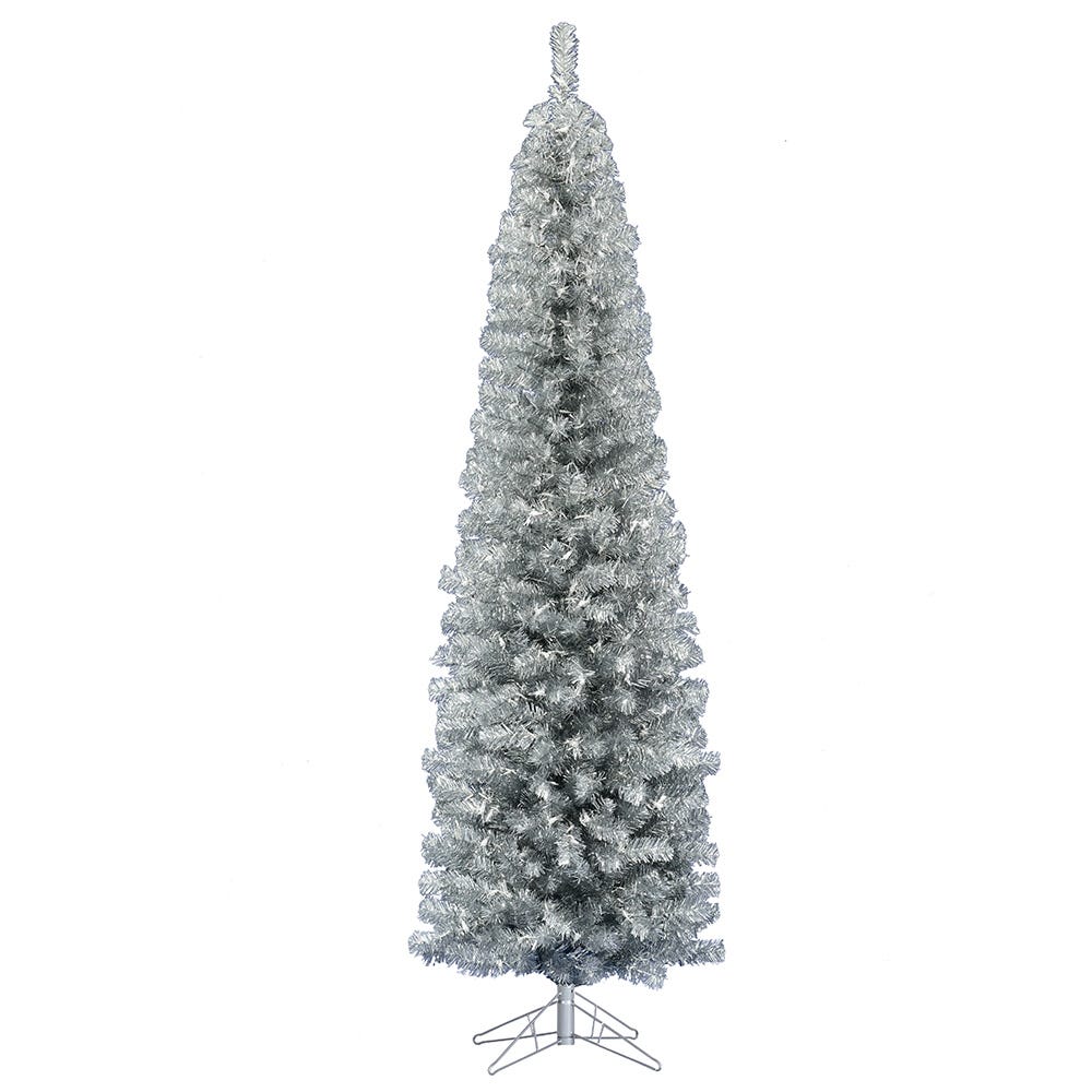Kurt Adler 7-Foot Led Silver Tinsel Slim Winchester Tree