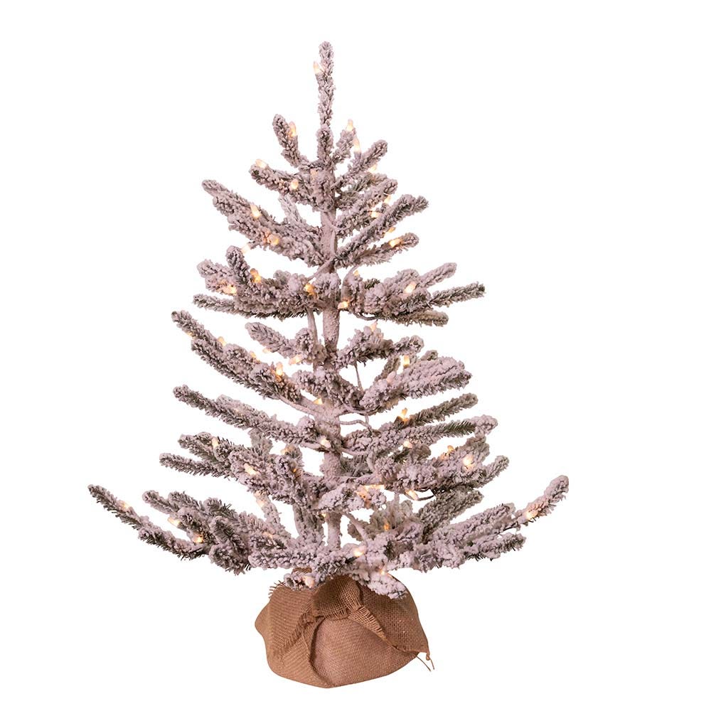 Kurt Adler 3-Foot Pre-Lit Flocked Pine Tree with Burlap