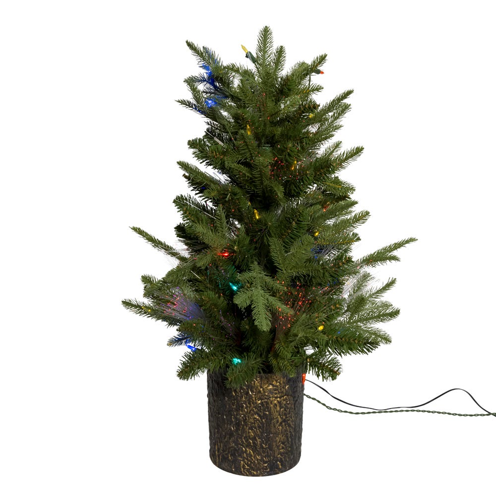 Kurt Adler 32-Inch Northern Light Pot Tree with Fiber-Optics and Multi-Color LED Lights