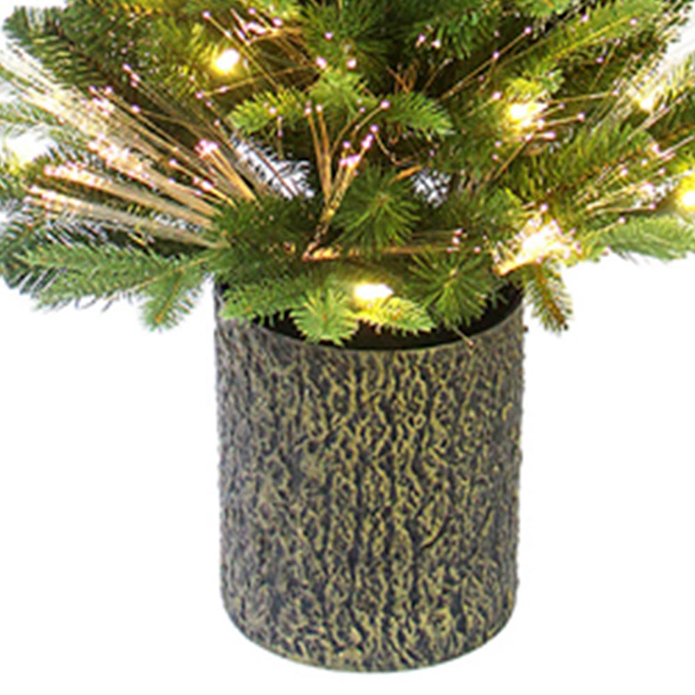 Kurt Adler 32-Inch Northern Light Pot Tree with Fiber-Optics and Warm White LED Lights