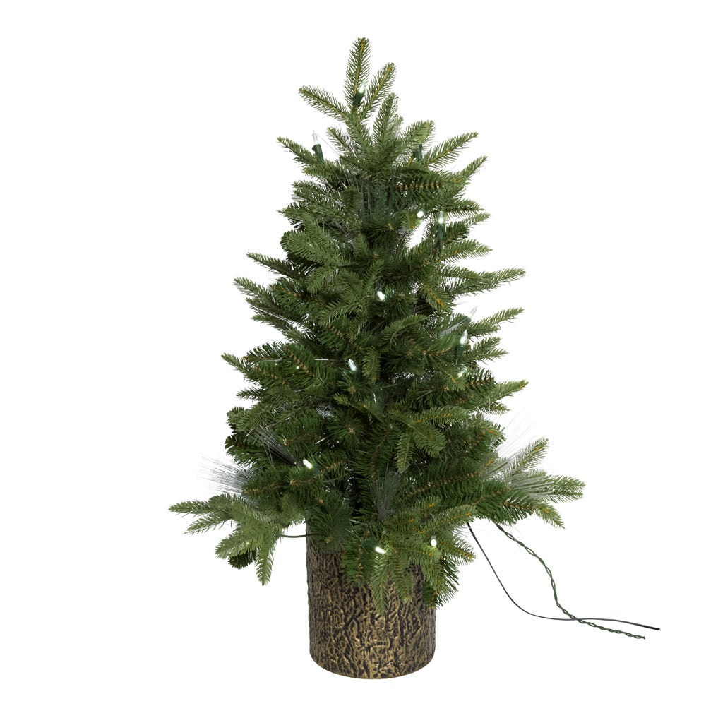 Kurt Adler 32-Inch Northern Light Pot Tree with Fiber-Optics and Warm White LED Lights