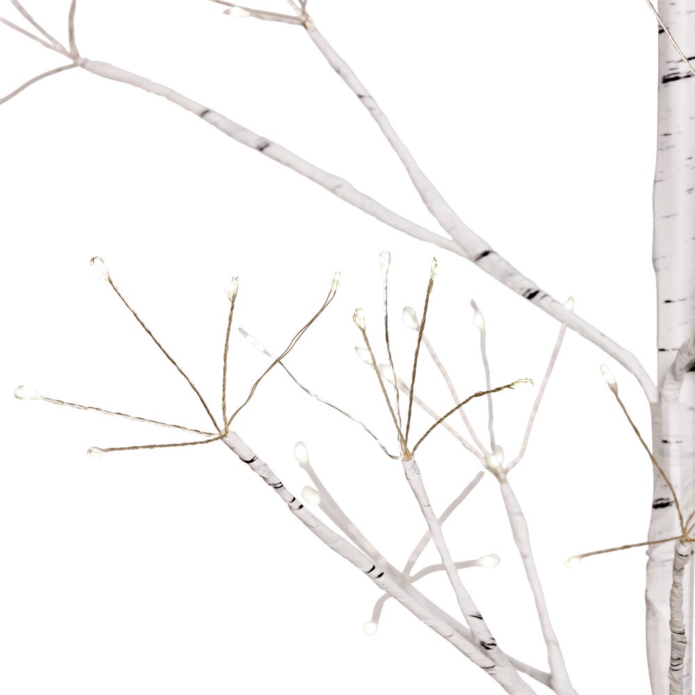 Kurt Adler 5-Foot White Birch Tree with Warm White LED 8 Function Lights
