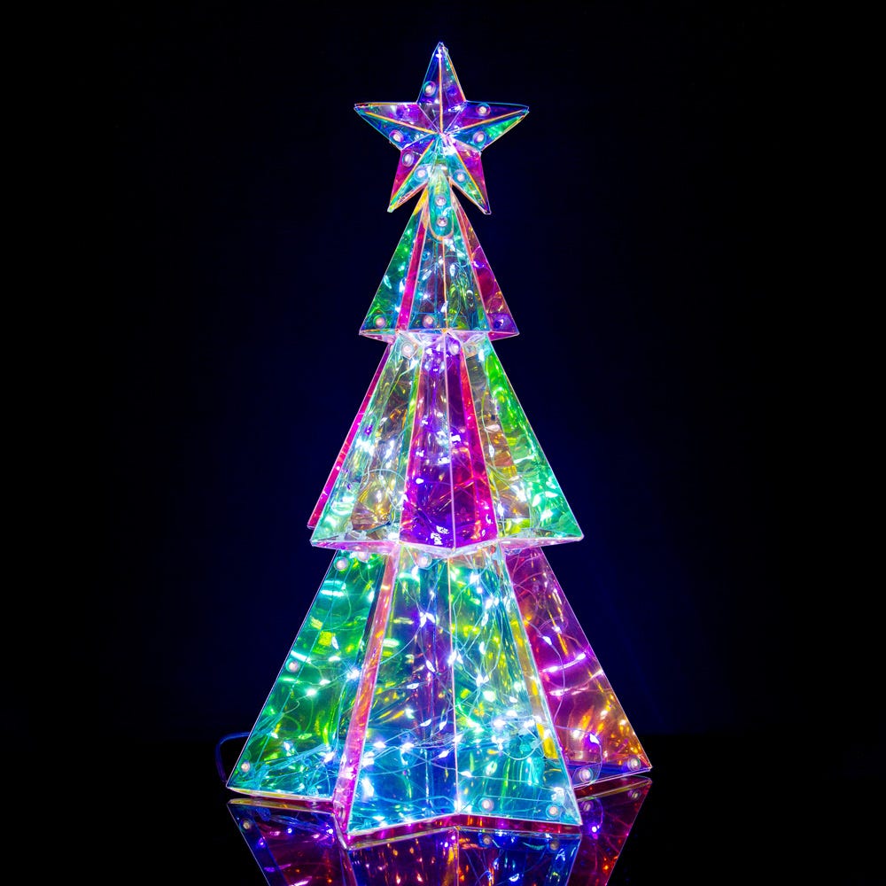 Kurt Adler 15-Inch Battery-Operated Lighted Magical Iridescence Holographic Tabletop Christmas Tree