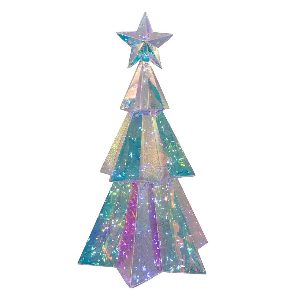 Kurt Adler 15-Inch Battery-Operated Lighted Magical Iridescence Holographic Tabletop Christmas Tree