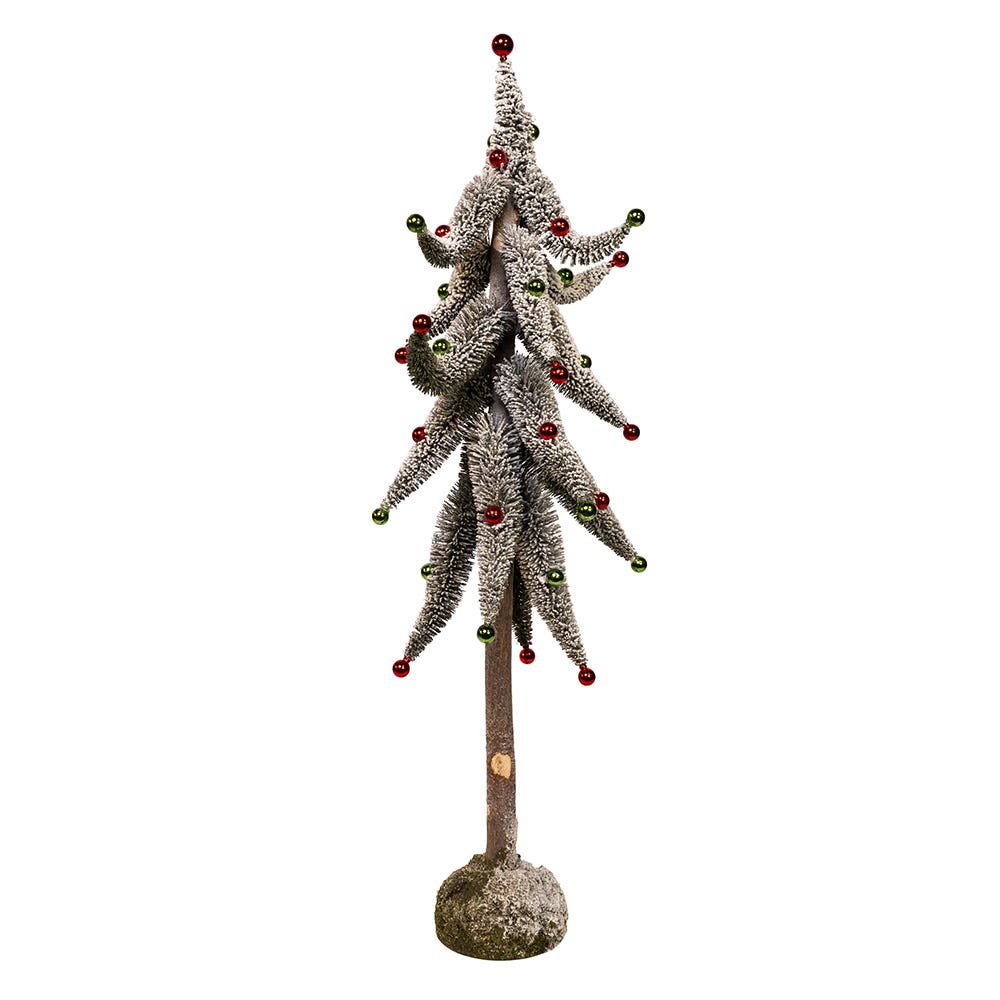 Kurt Adler 36-Inch Snowy Curly Green Tree with Mini Bells